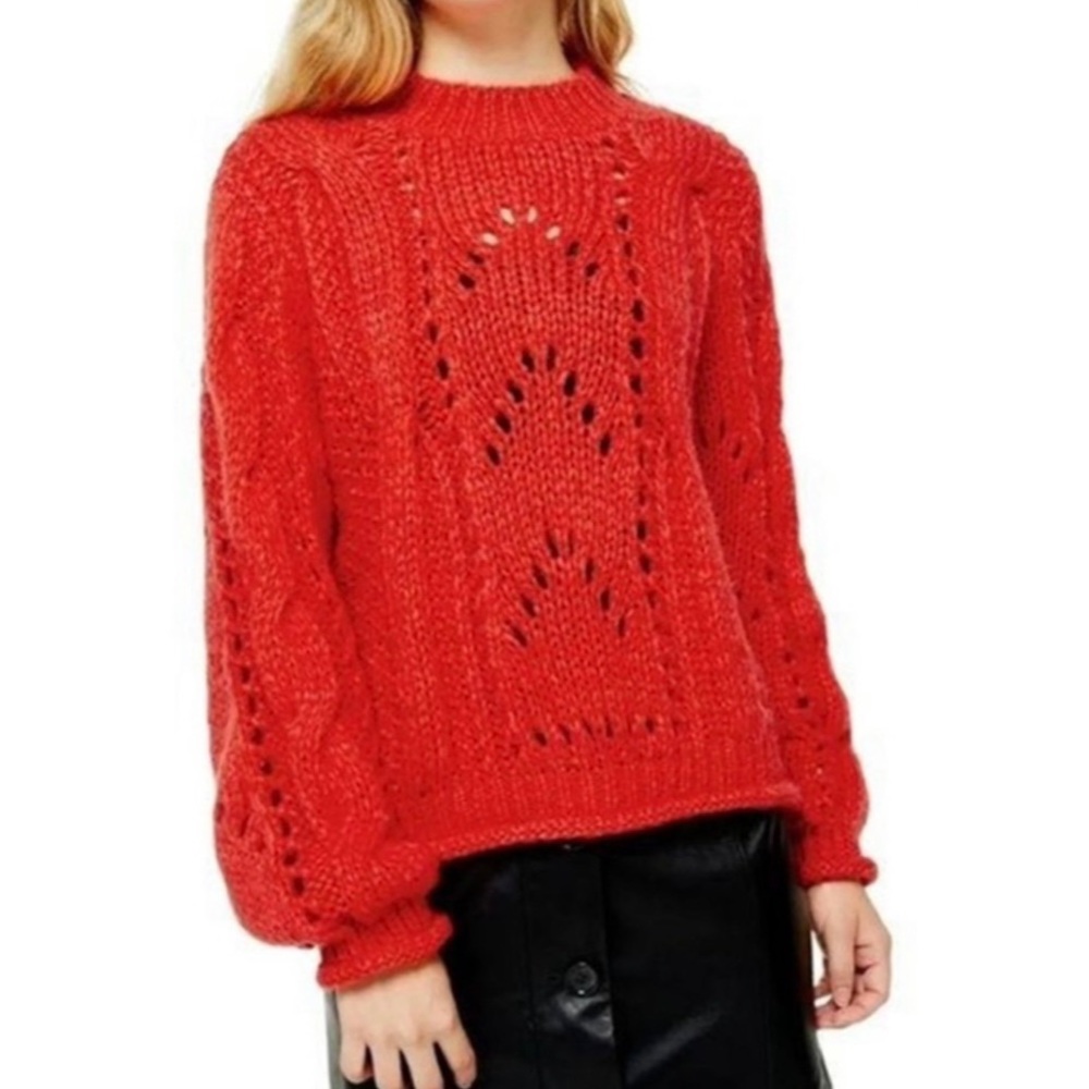 Topshop Shell Knit Balloon Sleeve Sweater NWT